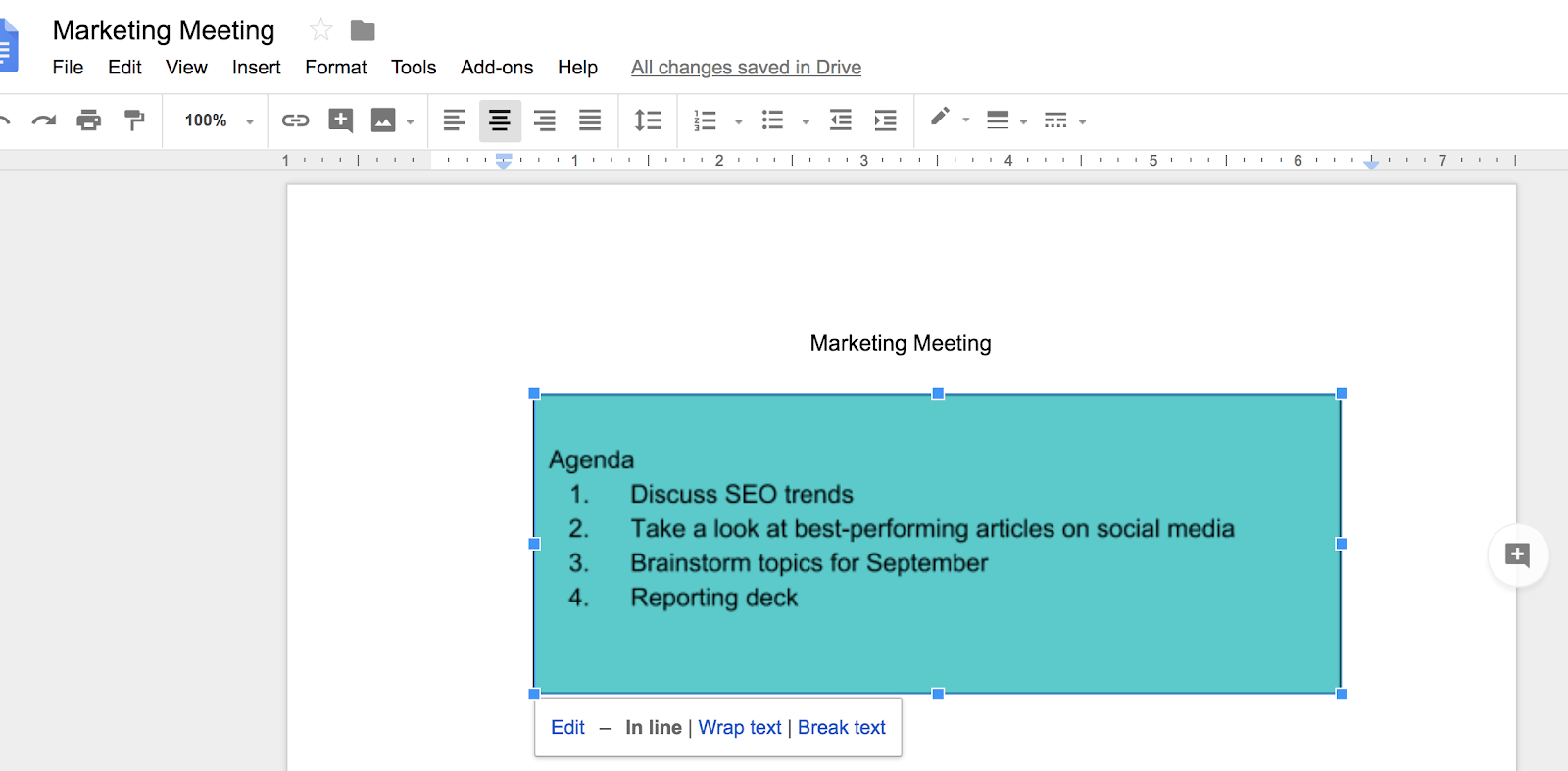 how to put a box around text in google docs